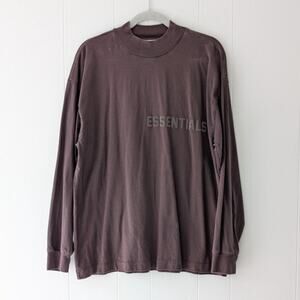 Fear of God Essentials Purple Cotton Mock Neck Long Sleeve T-Shirt, size S
